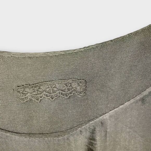 Womens Silk Top One Size Flowing‎ Relaxed Slouchy Olive Light Lagenlook Bohemian - Picture 6 of 10